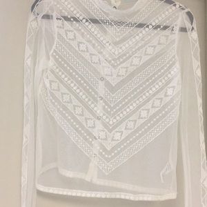 Mesh white China collar with embroidery